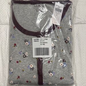 LL Bean Gray Floral Onesie NEW XL